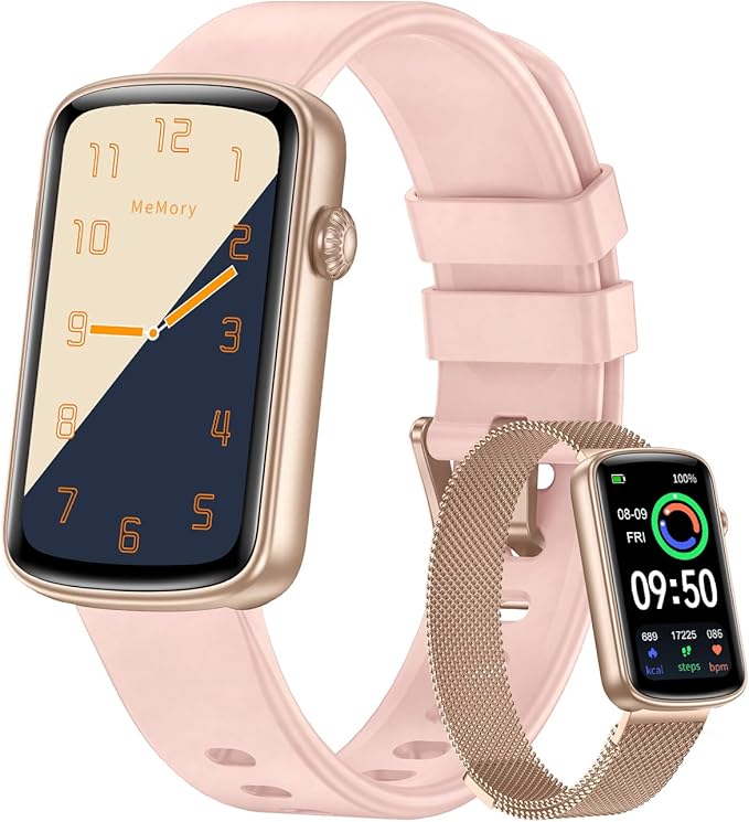 Fitness Tracker, Fitness Watches for Women Men with Heart Rate Monitor Blood Oxygen Sleep Tracker Pedometer, 1.47" Smart Watch Step Calorie Counter for Android iOS IP68 Waterproof (Pink)