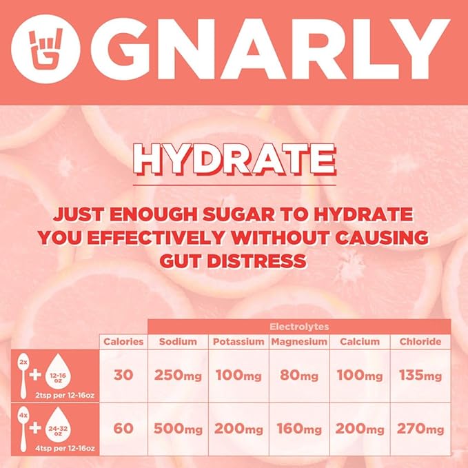 Gnarly Nutrition Hydrate Electrolyte Powder – Ruby Red Grapefruit Exercise Hydration Drink Mix – NSF Contents Certified – Electrolyte Solution, Performance & Recovery – Ruby Red Grapefruit, 14.10 oz