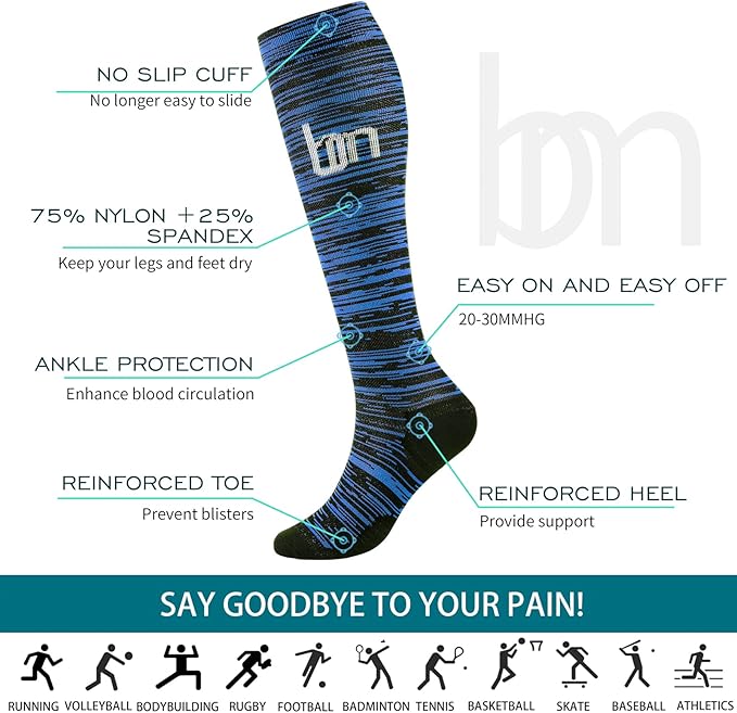 bropite Compression Socks for Women & Men Circulation-Support Knee High Socks 20-30 mmhg-Best for Running,Medical,Nurse,Travel