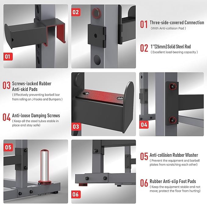PASYOU Squat Rack for Home Gym with Max Load 1800 lbs for Bumpers and 600 lbs for J Hooks (Model:SR30)