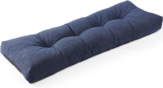 SUNROX LokGrip Non Slip Tufted Memory Foam Bench Cushion, FadeShield Water Resistant Durable Thicken Outdoor/Indoor Bench Seat Pads 54x16x4 inch, Heather Indigo