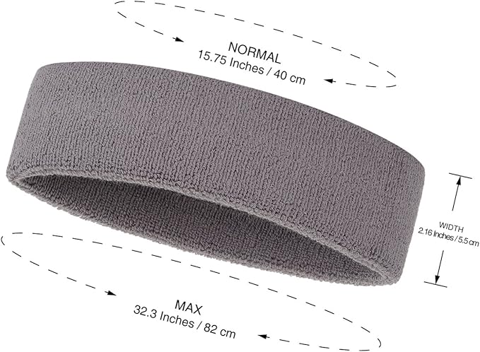 ONUPGO Sweatband Headbands for Men & Women -12PCS Sports Headbands Moisture Wicking Athletic Cotton Terry Cloth Headband for Tennis,Basketball,Football,Gym,Working Out