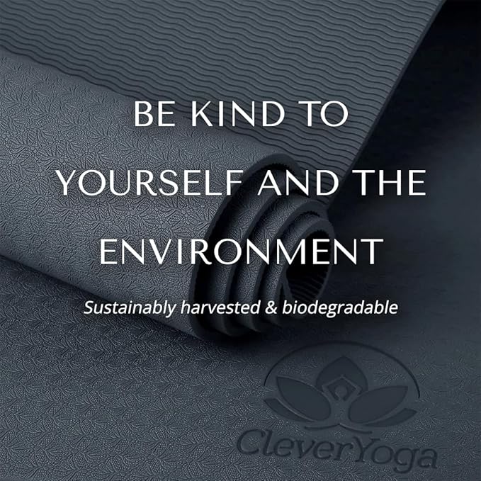 Clever Yoga Better Grip Thick Yoga Mat - Beginner Exercise Yoga Mat with Non-Slip Surface for Home Gym, Earth-Friendly & Recyclable Pilates and Workout Pad Women & Men, 1/4 Inch Thick