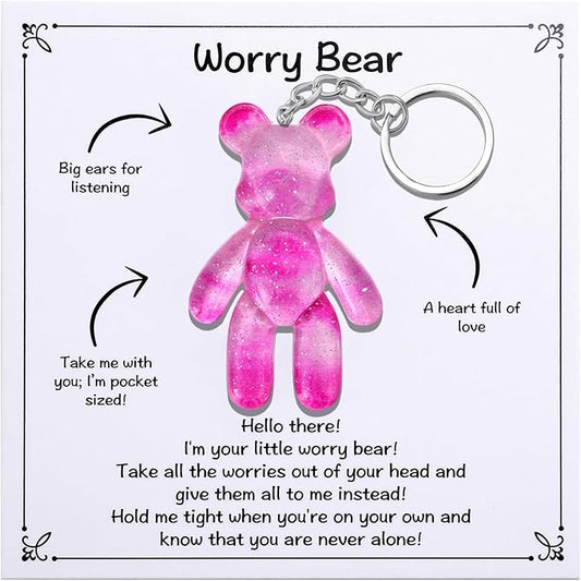 Pocket Bear Hug Anxiety Relief Gift for Friend Mental Health Positivity Gift Autism Fidget Gifts Stress Relief Gifts for Her Comforting Present for Son Daughter Back to School Galaxy Pink