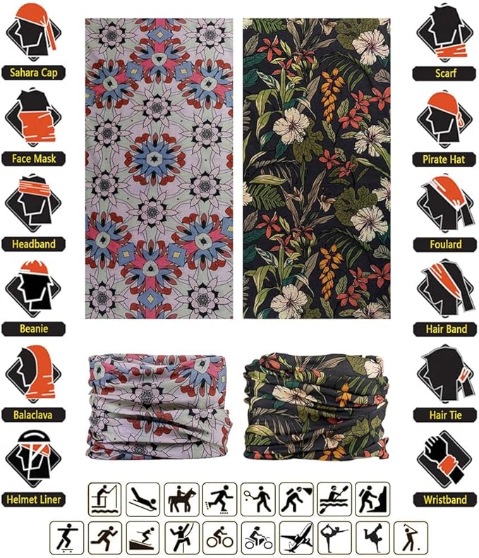 Headband Neck Gaiter Head Wrap Headwear Face Mask Magic Scarf Bandana for Men and Women