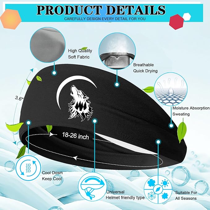 3pcs Sports Sweat Bands Headbands Men Head Sweat Band Headbands for Men Skull Sweatbands Mens Women