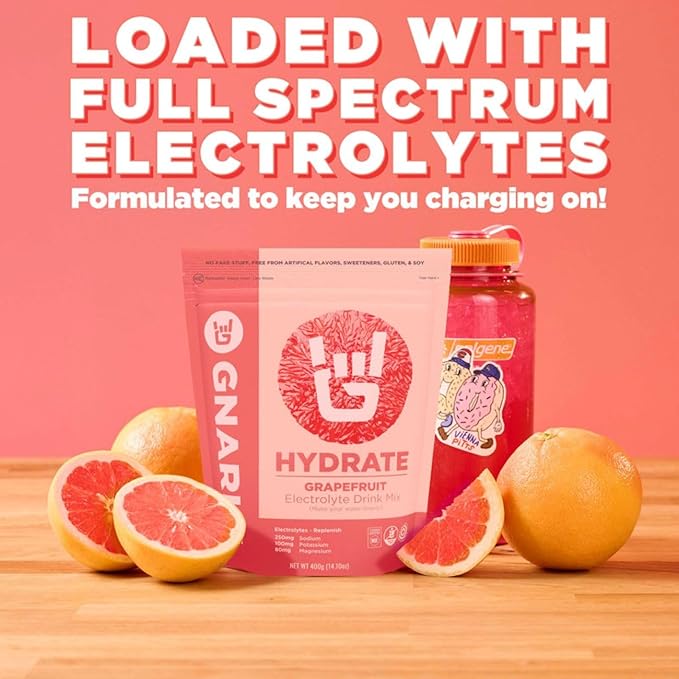 Gnarly Nutrition Hydrate Electrolyte Powder – Ruby Red Grapefruit Exercise Hydration Drink Mix – NSF Contents Certified – Electrolyte Solution, Performance & Recovery – Ruby Red Grapefruit, 14.10 oz