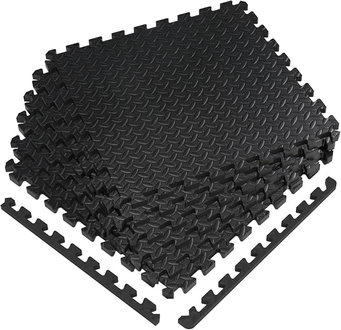 0.5in Thick Interlocking Exercise Mats,24 x 24in High-Density EVA Interlocking Foam Floor Tiles – Puzzle Gym Mat for Home Gym, Workout Equipment, Weightlifting, Kids Play Area