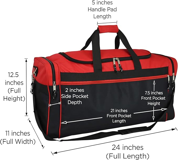 DALIX 25" Extra Large Vacation Travel Duffle Bag (Black, Grey, Navy Blue, Red, Camo)