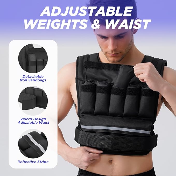 Weighted Vest,20lbs/30lbs Adjustable Weighted Vest for Men,20 In 1 Fast Adjust Weight Vest,Workout Vest for Home Walking Strength Training Weight Loss