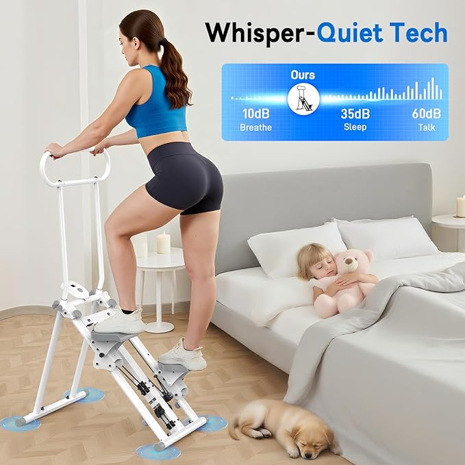 ERGOLIFE Stair Stepper with 6-Level Adjustable Resistance, 350lbs Upgrade Foldable Stairmaster Machine for Home Gym Workout, Cardio Stair Climber with Low Noise