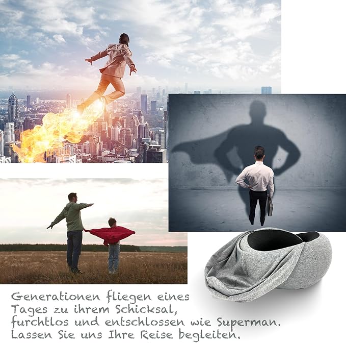 Ergonomic Travel Neck Pillow with Stowable Hood,Neck Pillow Airplane,Premium Memory Foam,360º Contoured Design,Washable Cover,Complete Travel Set,Ideal for Airplane,Car and Office