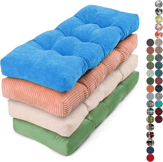 Custom Tufted Bench Cushion - Custom Size and Color, Premium Fabric for Indoor & Outdoor Patio Porch Swing Cushions Bay Window Sofa Garden Cushion, Non-Slip Bottom, Piping, 70D High-Density Spong