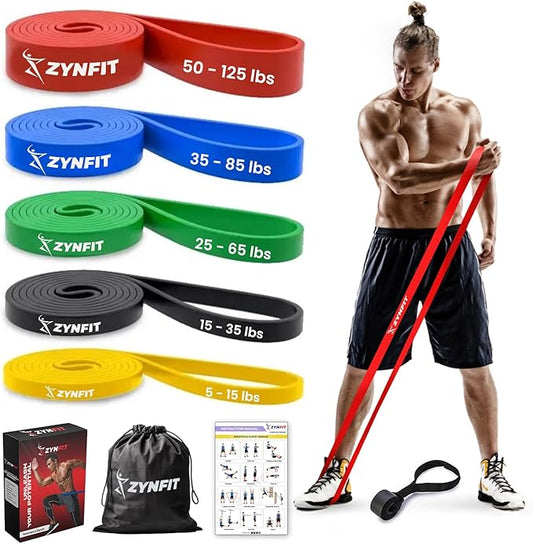 Resistance Bands, Set of 5 Pull Up Bands for Working Out for Men and Women, Exercise Bands for Physical Therapy, Strength Training, Workout Bands for Home Gym with Door Anchor & Workout Manual