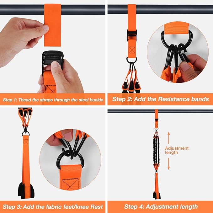 Pull Up Assistance Bands, 225 LBS Heavy Duty Resistance Bands with Feet Rest, Height Adjustable Exercises Assist Band for Strength Training Workout Equipment Home Gym Pull Up Bar Accessories