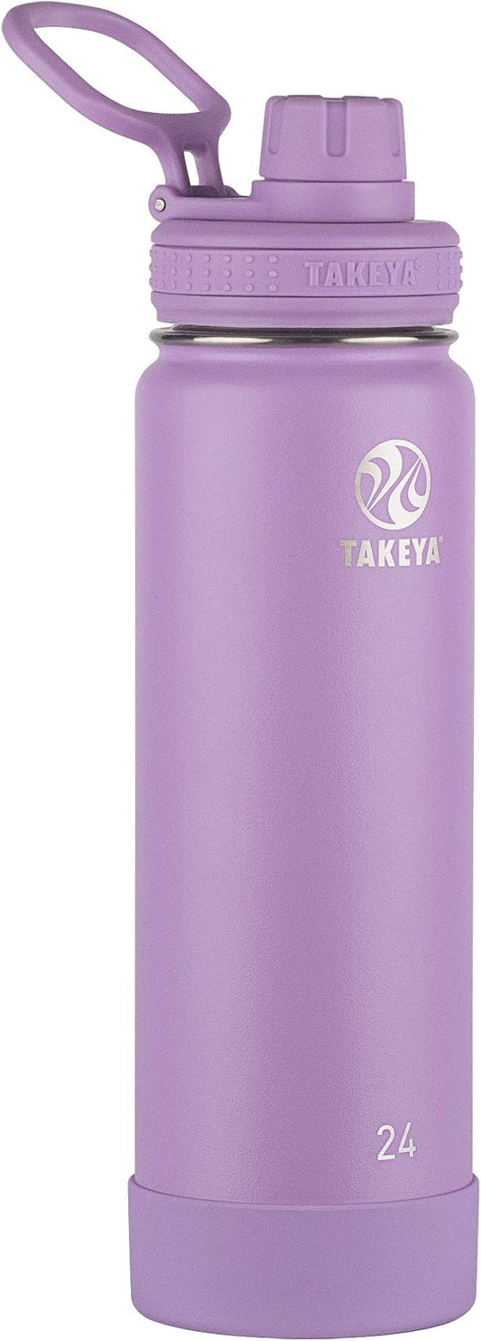Takeya Actives Water Bottle with Spout Lid - Bottle with Double Stainless Steel Insulation - Dishwasher Safe & BPA-Free - Bottle with Spout Lid & Removable Bumper - 24 oz, Lilac