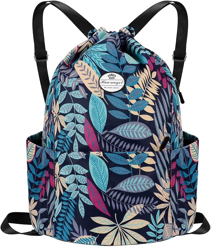 HUA ANGEL Drawstring Backpack Bag, Sport Gym Sackpack Lightweight Small Gym Bag for Men Women Pull String Sport Beach Bag