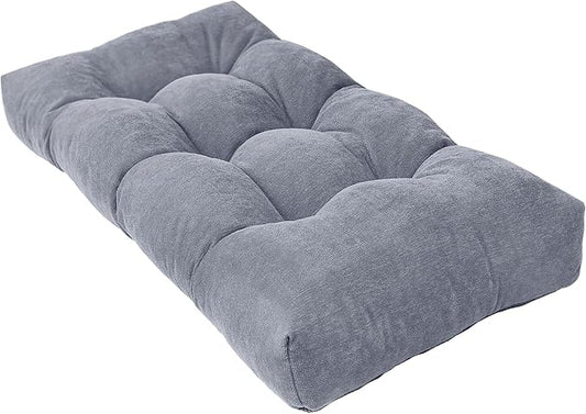Bench Cushion 36 Inch - Chenille Fabric, High-Density Foam, Non-Slip Bottom, Soft Durable Indoor Tufted Long Seat Cushion for Window Garden Furniture (Light Gray, 36x14x4 Inch)