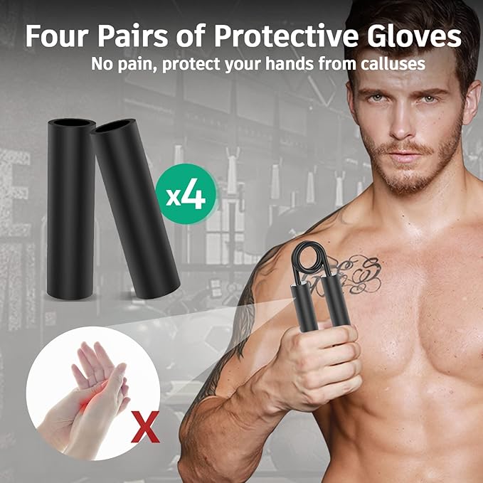 Grip Strength Trainer 6 Pack,50LB-300LB Metal Hand Grip Strengthener,Non-Slip Heavy-Duty Forearm Exerciser,Hand Gripper for Muscle Building and Hand Rehabilitation Exercising