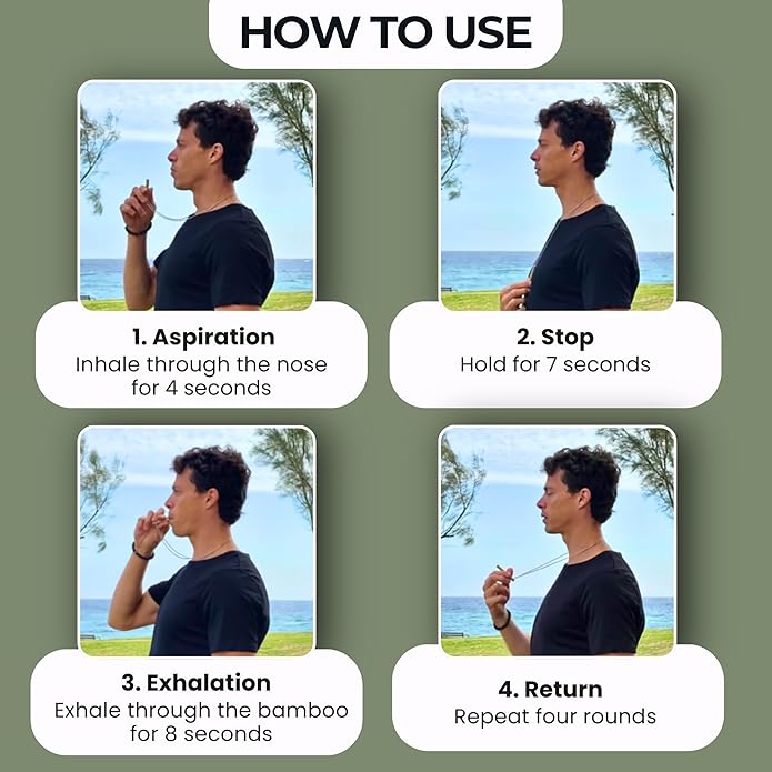 Bamboo Breathing Necklace for Meditation, Mindfulness Tool, Stress Reducer, Eco-Friendly Breathe Pendant, Portable Relaxation Gift for Men & Women
