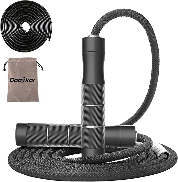 weighted jump rope Fitness for women men,1LB Tangle-free Skipping Rope for Muay Thai Training Crossfit workout Aluminum Handles Adjustable Length PVC Cord and Cotton Rope