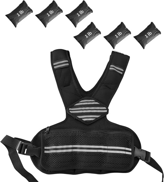 Adjustable Weighted Vest for Men & Women, Body Weight Vest with Reflective Stripe and Mesh Pocket, Workout Gear for Walking, Jogging and Strength Training
