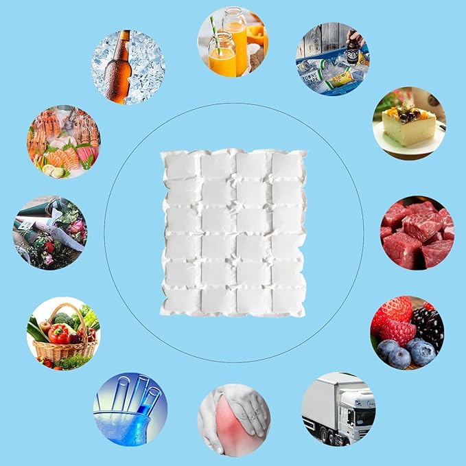 Dry Ice Packs for Shipping Frozen Food & Perishables - 10 Sheets (24 Small Ice Packs Per Sheet) | Long Lasting Cold Ice Pack for Coolers, Lunch Boxes & Insulated Bags | More Than 24 Hours
