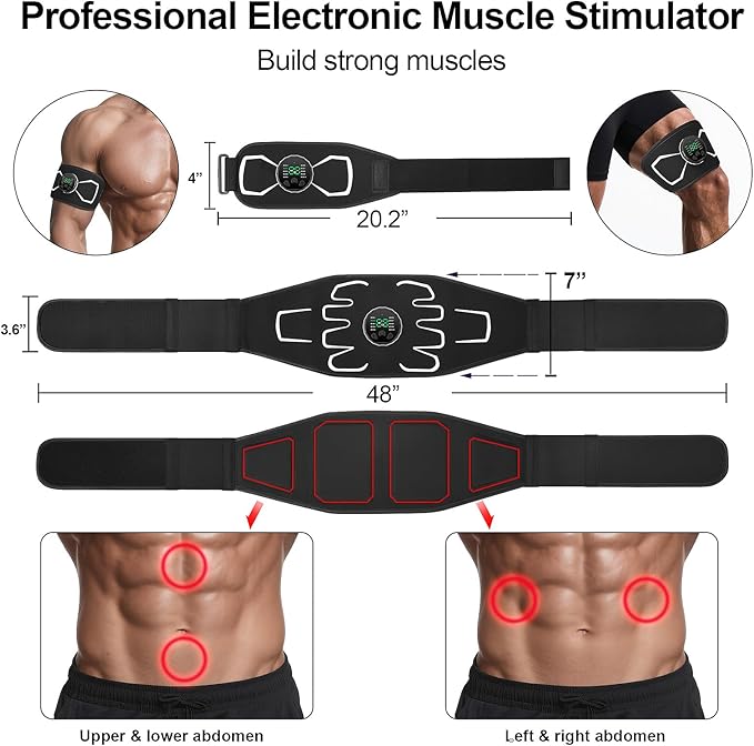 Electronic Muscle Stimulator - Portable Powered Ab Stimulator Muscle Toner for Muscle Conditioning,EMS Ab Machine,Fitness Strength Training Workout Equipment for Men and Women