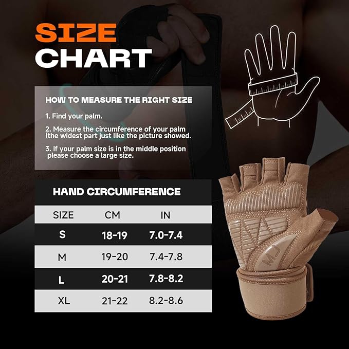 Mens Workout Gloves for Weight Lifting - Exercise Gloves for Men Women With Wrist Wrap Support, Palm Protection and Grips - Sport Daily Use