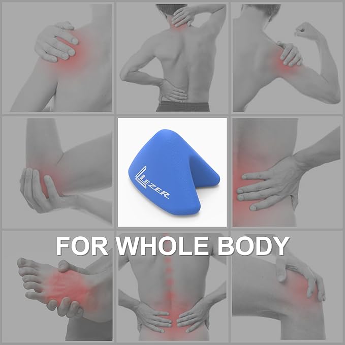 LEZER, Trigger Massage Point, Manual Massage Ball, Muscle Knots Relief Tool, Myofascial Release, Physical Therapy, Plantar Fasciitis, Set of 2 (Blue Trigger and Black Ball)