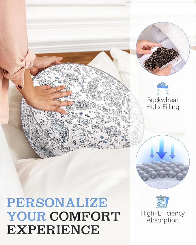 Hihealer Meditation Cushion, Traditional Tibetan Meditation Pillow Velvet Cover - Large Floor Cushion Seating for Adults - Yoga Buckwheat Bolster for Women、Moms