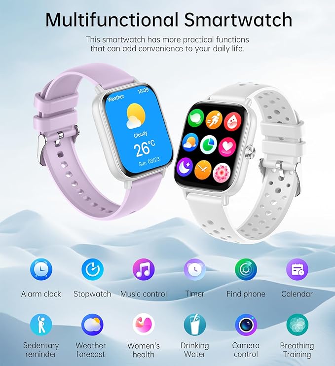 Smart Watch for Women Men (Answer/Make Call), Fitness Tracker, 1.83" HD Screen with 24-Hour Heart Rate/Sleep Monitor, IP68 Waterproof, 130+ Sports Modes, Smartwatch for Android iOS, White