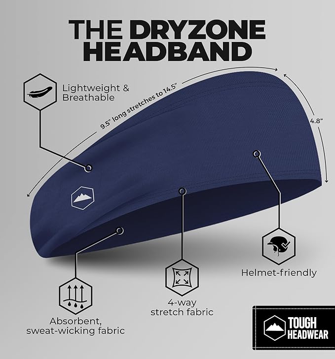 Tough Headwear Sport Headbands for Men - Workout Headbands for Women - Running Headband -Tennis Athletic Sweatband