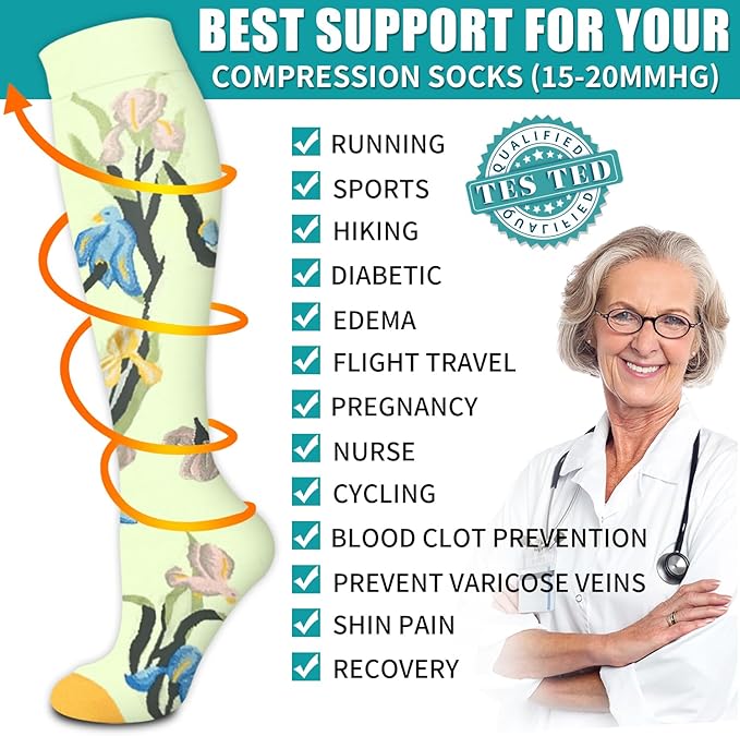 BLUEENJOY Copper Compression Socks for Women & Men (6 pairs) - Best Support for Nurses, Running, Hiking, Recovery