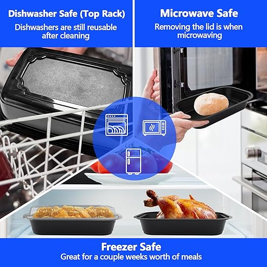 50 Pack (100-Piece) - 28oz Meal Prep Containers Salad & Snack Storage for Lunch | BPA Free & Leakproof Food Containers | To Go Take Out Plastic Bento Box | Microwave, Freezer, Dishwasher Safe