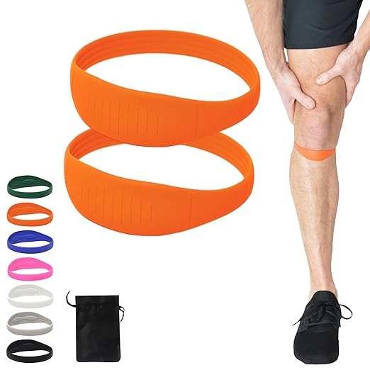 COOLSET Patella Band Knee Strap - 2 Pack Patellar Tendon Support Strap for Knee Pain Relief - Non-Slip Knee Brace for Jumper’s Knee, Tendonitis, Basketball, Running - Men, Women, Youth w/ Travel Bag (Orange)