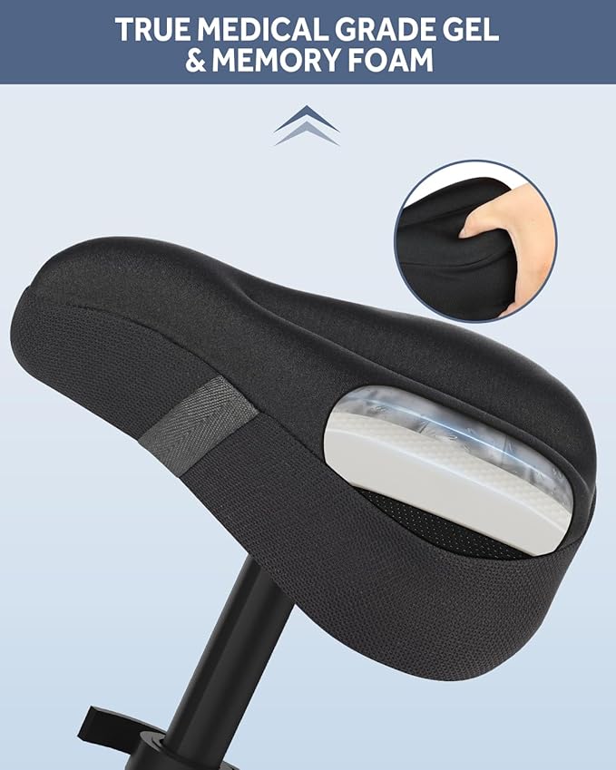 Bike Seat Cushion, Comfortable Bicycle Saddle Cover for Indoor and Outdoor Cycling, Padded Gel Cover for Exercise, Mountain & Road Bikes, Universal Fit for Peloton & Stationary Bikes