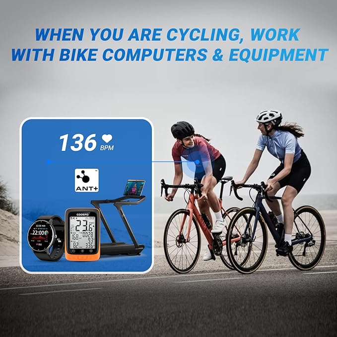 moofit HR8 Heart Rate Monitor Chest Strap, Low Energy Real-Time Heart Rate Data Bluetooth 5.0/ANT+, Longer Communication Range, IP67 Waterproof, Compatible with iOS/Android Apps, Gym Equipment, Black