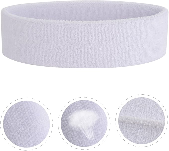 ONUPGO Sweatband Headbands for Men & Women -12PCS Sports Headbands Moisture Wicking Athletic Cotton Terry Cloth Headband for Tennis,Basketball,Football,Gym,Working Out