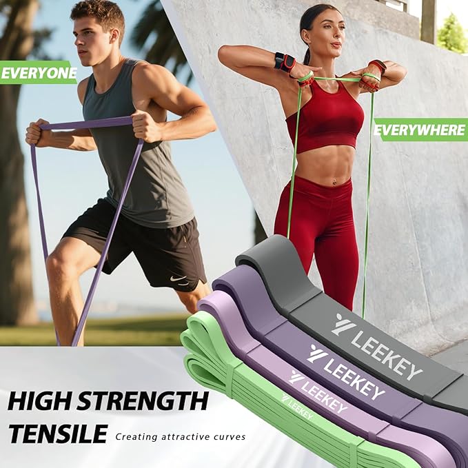 LEEKEY Resistance Bands Set for Pull-Up Assistance & Full-Body Training, Multi-Level Exercise Bands with Bag for Home Workouts, Physical Therapy, Strength Training (Men/Women)