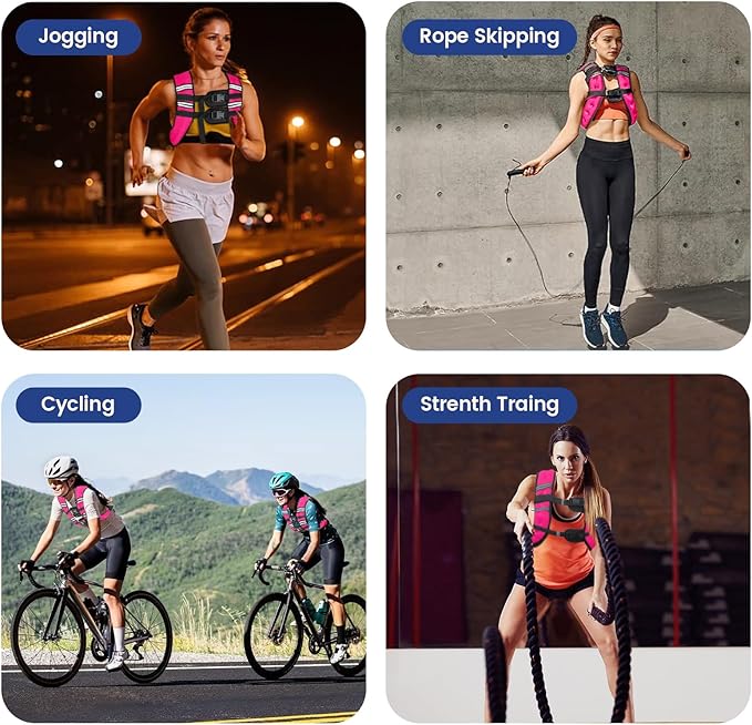 Zikopomi Weighted Vest Woman Man, 6lb/8lb/12lb/16lb/20lb/25lb/30lb Weight Vest with Reflective Stripes for Workout, Strength Training, Running, Fitness, Muscle Building, Weight Loss, Rucking Vest