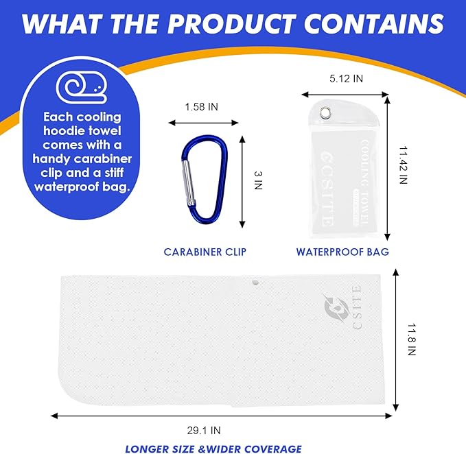 Cooling Hoodie Towels for Neck and Face, UPF 50 Sun Protection & Instant Cooling, Ice Towels for Hot Weather, Soft Breathable Towel for Sport, Work Out, Gym, Camping & More Activities