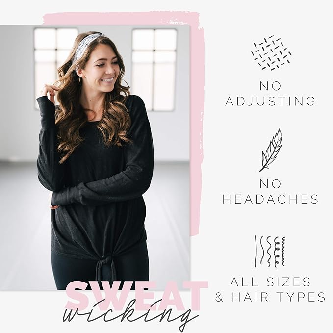 Maven Thread Workout Headbands for Women, 4 inch Thick Wide Non Slip Sweatbands, 2 Pack