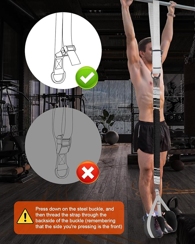 Pull Up Assistance Bands Set with Adjustable Resistance Band Bar, Heavy Duty Pull-Up Assist Band System for Chin Up, Strength Training, Home Gym Workout, Fabric Foot/Knee Rest Included