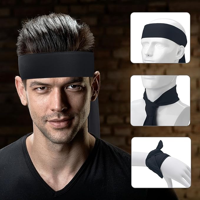 ONUPGO 18Pcs Head Ties for Men Women, Adjustable Headbands Sports Sweatband Ninja Ties Head Band, Sweat Wicking Workout Headband for Sports, Running, Tennis, Yoga, Soccer, Karate