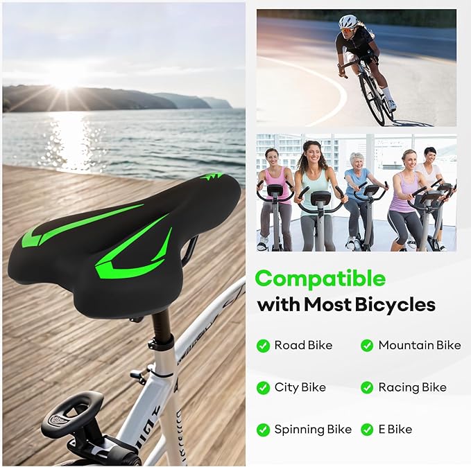 New Gel Bike Seat for Men & Women, Mjkeomo Waterproof Bicycle Seat Breathable Mountain Bike Saddle Gel Bicycle Saddle for MTB, BMX, Road Bike, City Bikes, Exercise Bikes