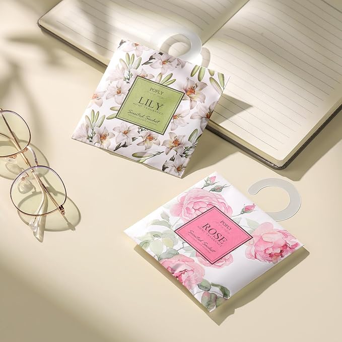 12 Packs Gardenia Scented Sachets – Long-Lasting Air Freshener & Closet Deodorizer for Drawers, Closets, Cars & Wardrobes