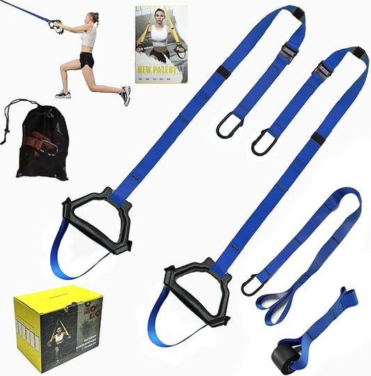 Bodyweight Resistance Training Straps, Complete Home Gym Fitness Trainer kit for Full-Body Workout, Included Door Anchor, Extension Strap, Fitness Guide