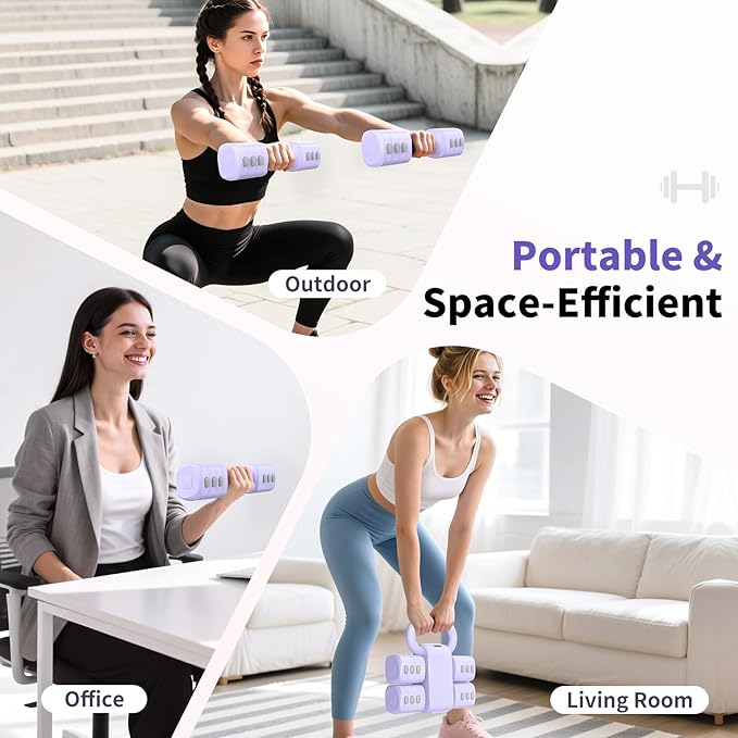 2-in-1 Adjustable Dumbbells Set, 4 Levels Weight Dumbbells Set for Women Men, Each 2.2/3.3/4.4/5.5lb Hand Weights with Kettlebell Form for Home Gym Exercise Training