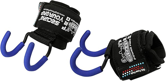Weight Lifting Rod Hooks Heavy Duty Wrist Wraps Power Weight Lifting Training Gym Grips Straps Set of 2